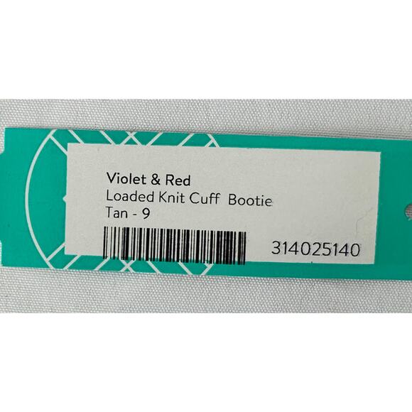 Violet & Red Loaded Knit Cuff Bootie Tan Size 9 NEW - Picture 5 of 6